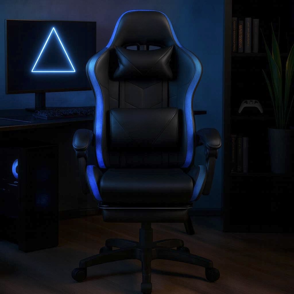 Оригінал Крісло геймерське ProGame з RGB підсвіткою, підставка для ніг, ігрове GX-150 комп'ютерне