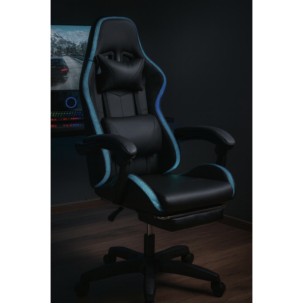 Оригінал Крісло геймерське ProGame з RGB підсвіткою, підставка для ніг, ігрове GX-150 комп'ютерне