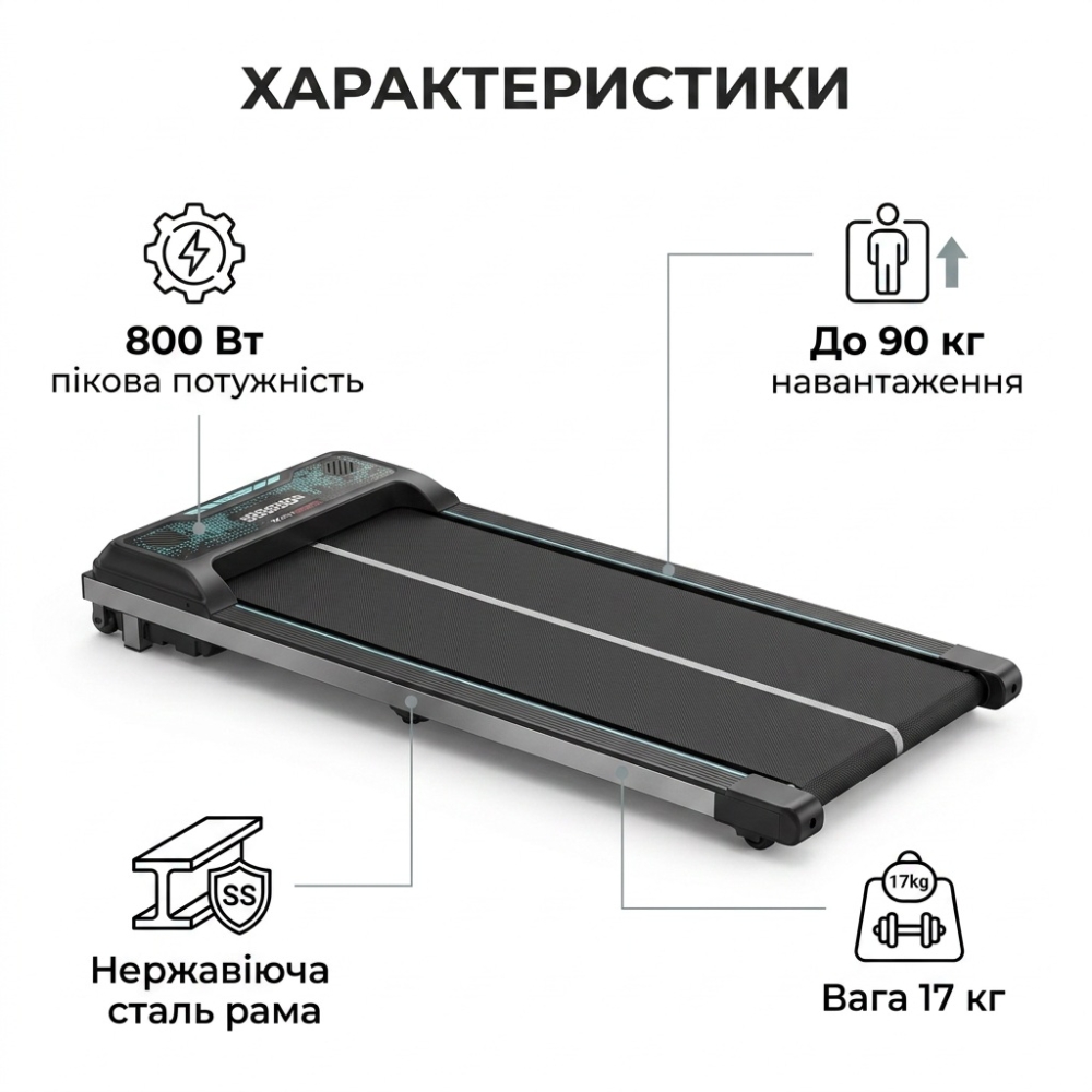Бігова доріжка 800 Вт, до 90 кг Citysports компактна, тиха
