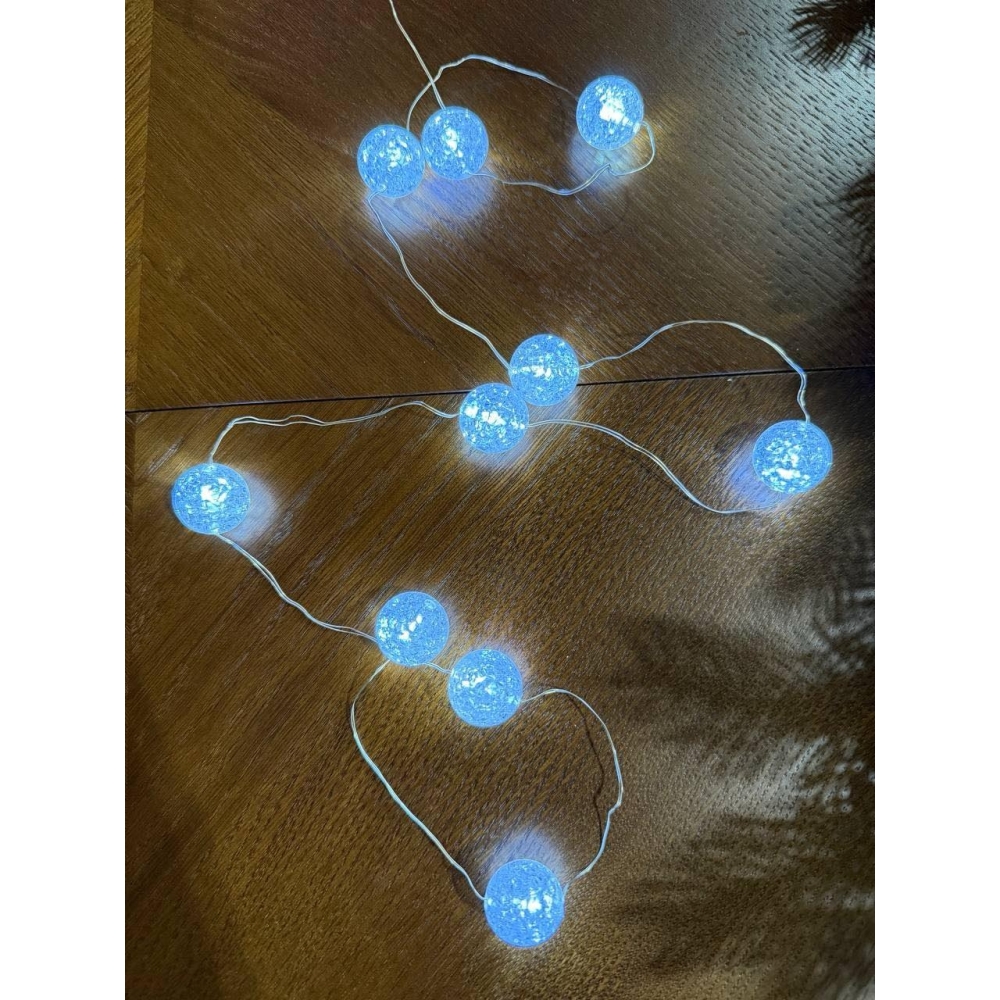 Світлодіодна гірлянда на батарейках Oecolux LED Tischdekoration Kunststoffkugel, біле світло