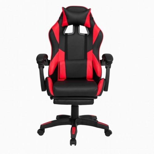 Геймерське крісло з підставкою для ніг STRIKER ONE для підлітків та дорослих Чорно-червоне комп'ютерне ігрове