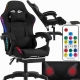 Геймерське крісло ProGame MAX з RGB LED-підсвічуванням, підставкою для ніг та подушками для голови та попереку Чорне