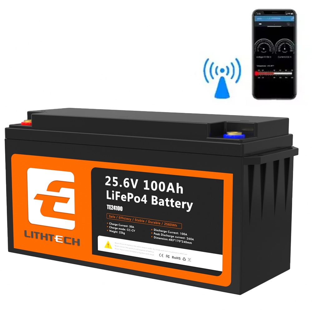 LiFePO4 24V 100Ah Акумулятор Lithtech з Bluetooth 2560Wh, 100A, BMS