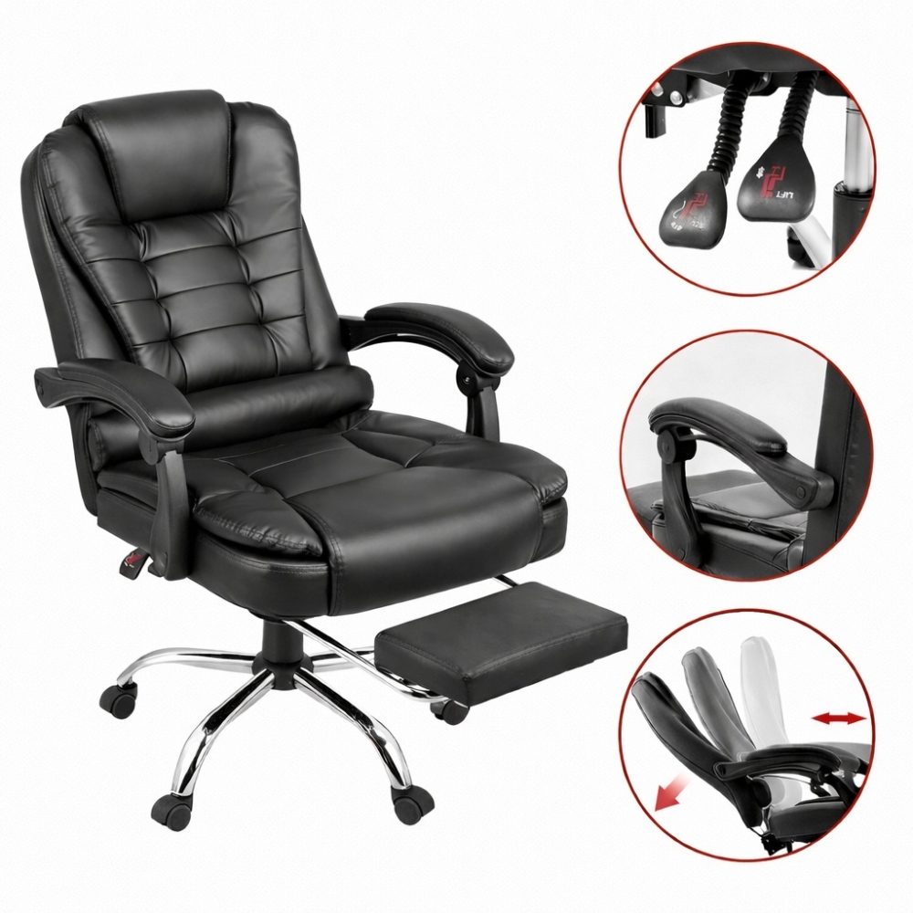 Офісне крісло Boss 23286 Reg, з підніжкою Чорне комп'ютерне крісло