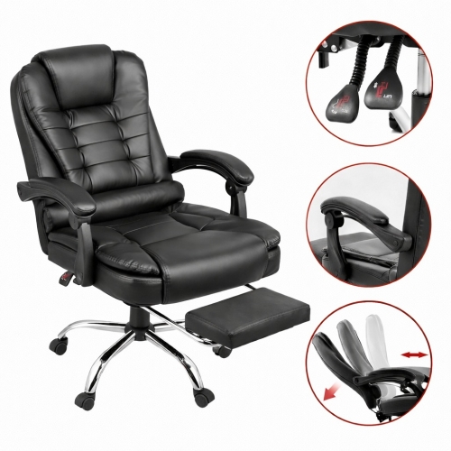 Офісне крісло Boss 23286 Reg, з підніжкою Чорне комп'ютерне крісло