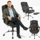 Офісне крісло до 150 кг з масажною подушкою та підставкою для ніг Axeon Master VIP Original Чорне