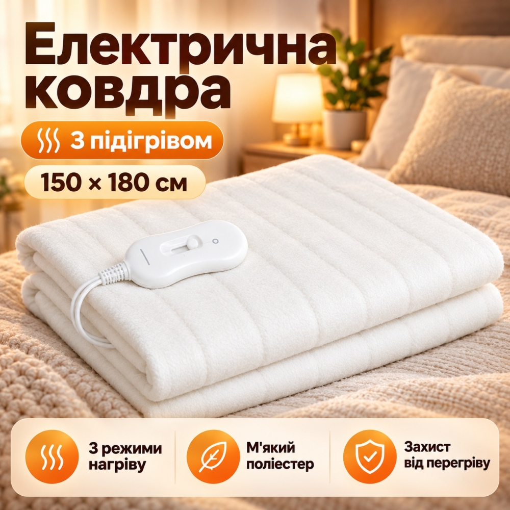 Зігрівальна електрична ковдра Electric blanket 150х180