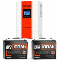 3,6 кВт Комплект резервного живлення Інвертор Powland + 2 акумулятора 12V/100Ah Humsienk з BMS для будинку, квартири