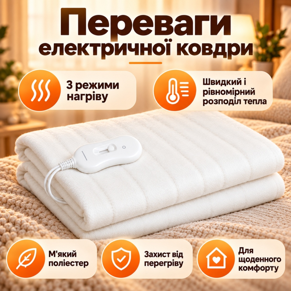 Зігрівальна електрична ковдра Electric blanket 150х180