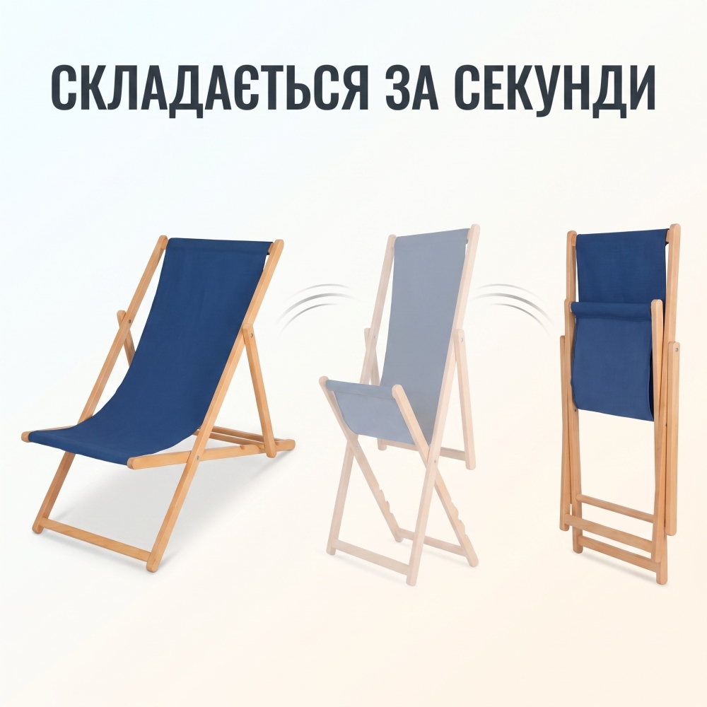 Крісло-шезлонг, садове крісло складане, синє
