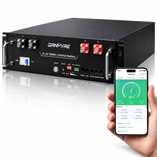 LiFePO4 51,2V 100Ah Акумулятор GRNYVRE, BMS, з Bluetoooth для систем резервного живлення будинку