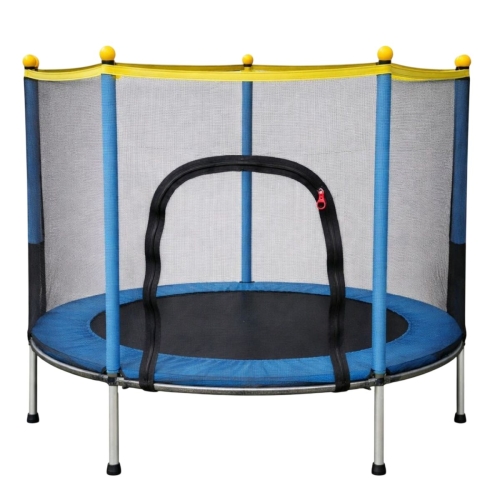 Батут дитячий 140 см Fitonix із захисною сіткою + 6 опорних ніжок Blue