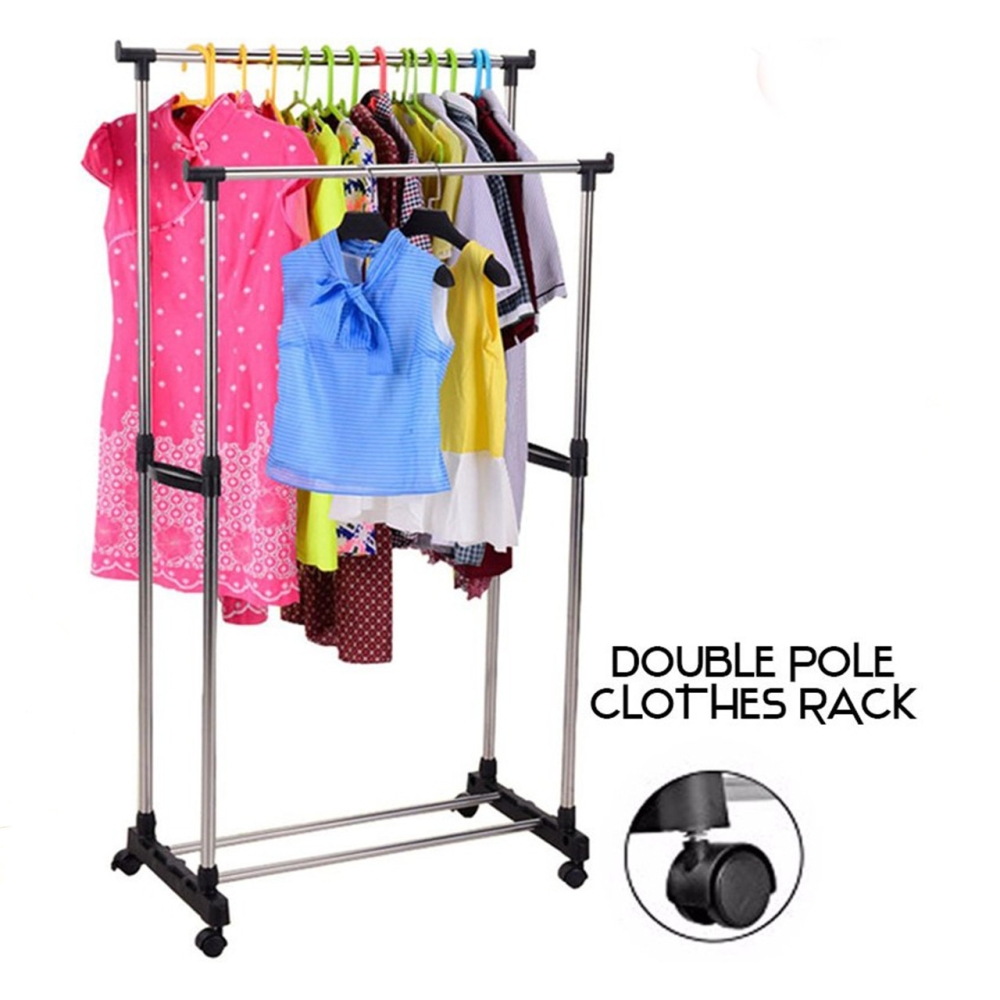 Телескопічна стійка-вішалка для одягу Double Pole Clothes Horse 339 LR