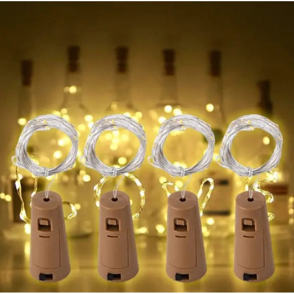 Гірлянда нитка Корка світлодіодна крапля роси 20 LED 2 м на батарейках Теплий білий