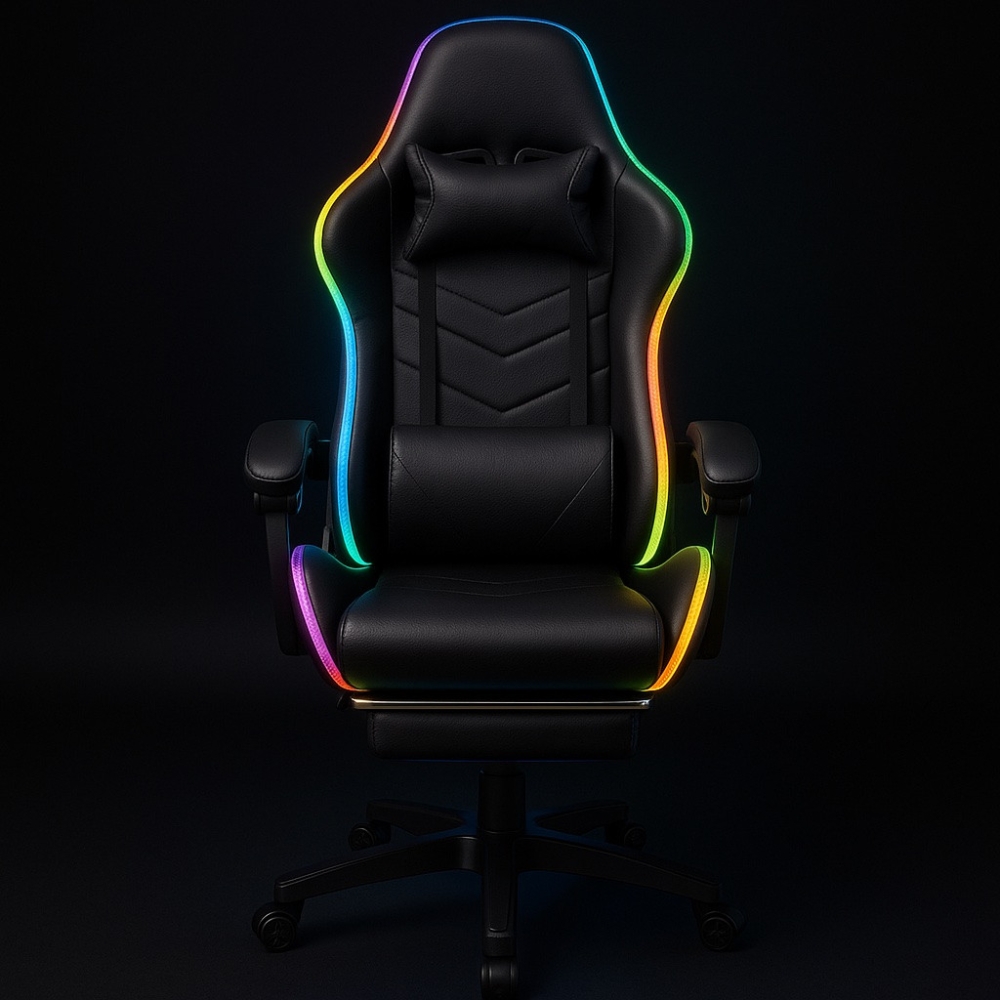 Оригінал Крісло комп'ютерне ProGame з RGB підсвіткою GX-150 підставка для ніг, для геймерів