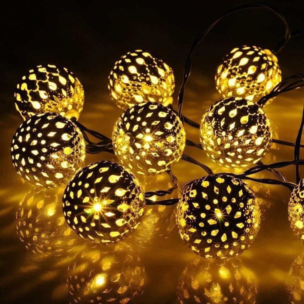 Світлодіодна гірлянда на батарейках Oecolux LED Tischdekoration Antik-Kugel срібні кульки, тепле біле світло