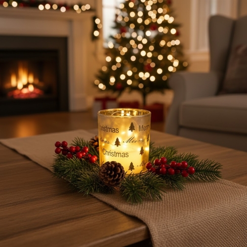 Світлодіодна декорація DynaMax Deco Glas на батарейках з принтом "Merry Christmas"