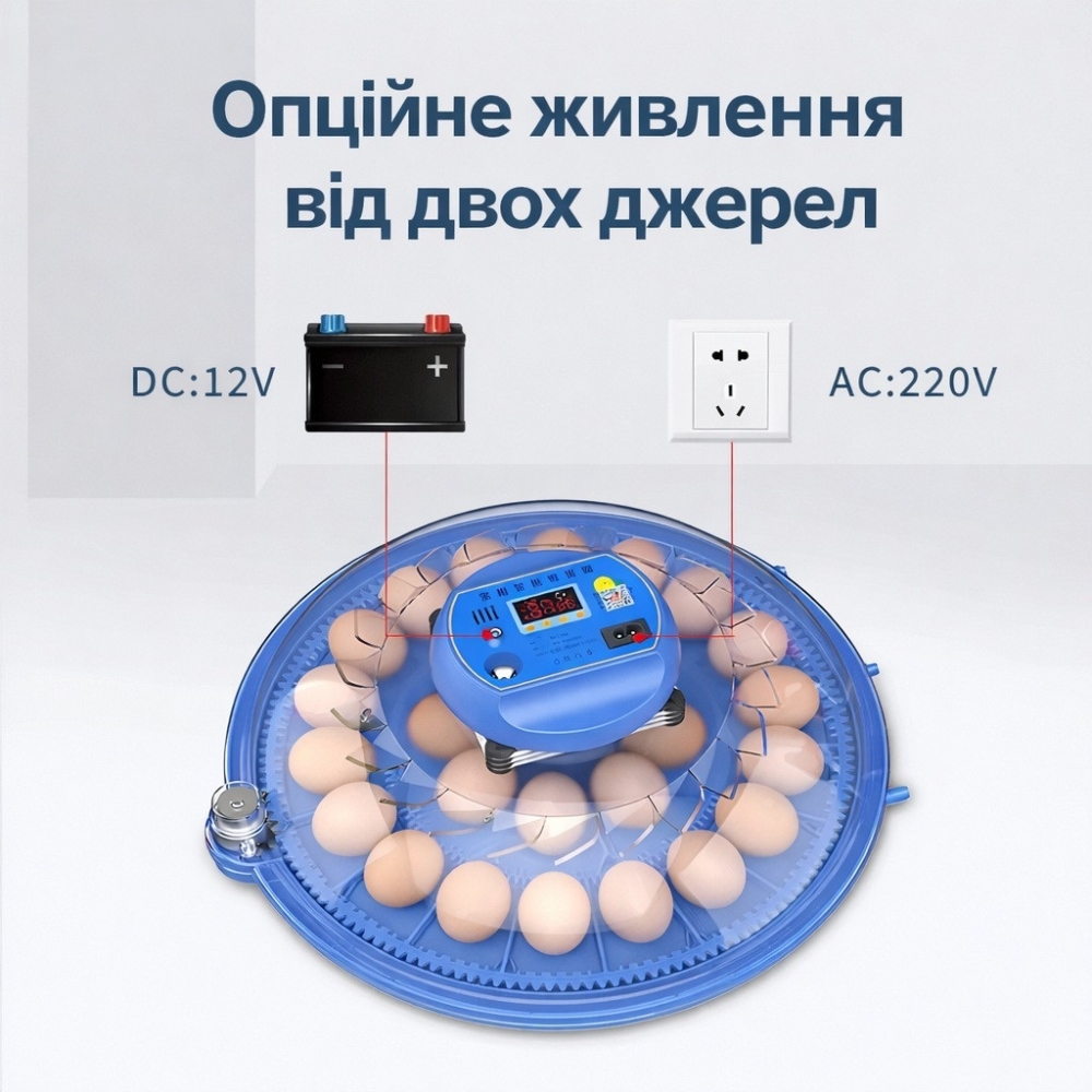 Інкубатор на 80 яєць автоматичний 220/12В з переворотом та цифровим терморегулятором Vertis