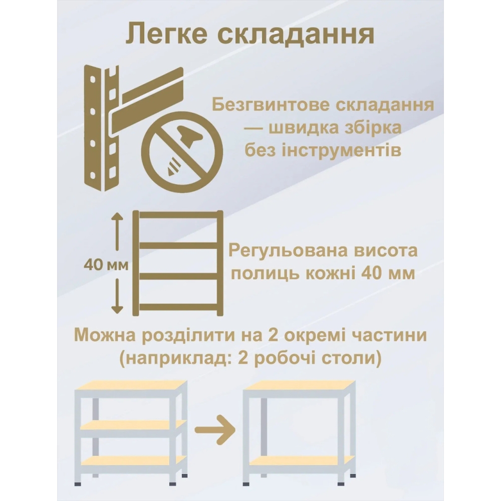 Посилений металевий стелаж Ekspand 180×90×40см 5 полиць (175 кг на полицю) Оригінал