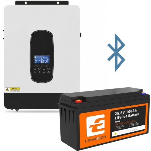 3,8 кВт LiFePO4 Комплект резервного живлення Інвертор Daxtromn SP-4200 + акумулятор 24V 100Ah Lithtech з Bluetooth