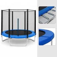 Батут Trampolin 252 см до 120 кг з зовнішньою сіткою стрибковий Синій