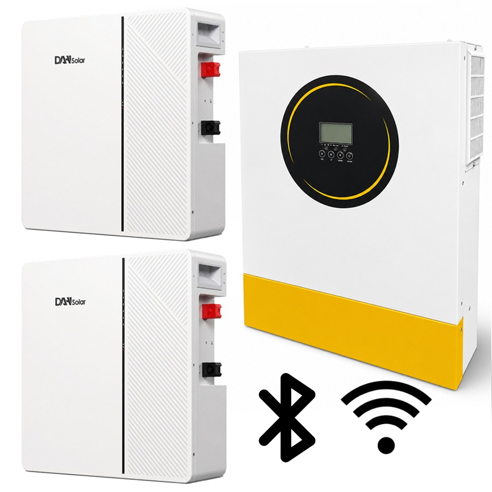 11 кВт Комплект Гібридний інвертор Anenji з Wi-Fi + 2 акумулятора DAH Solar 51.2V 100Ah, BMS, Bluetooth для резервного живлення