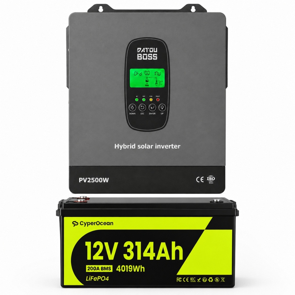 4 кВт LiFePO4 Комплект резервного живлення інвертор Datouboss 1.8 кВт + 12V/314Ah акумулятор CyperOcean