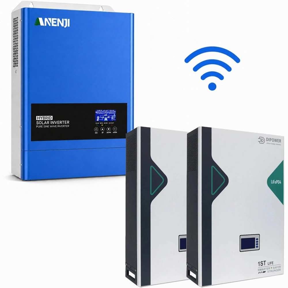 10,24 кВт*год LiFePO4 Комплект резервного живлення з Wi-Fi інвертор Anenji 6,2 кВт + 51,2V/100Ah акумулятор Dipower