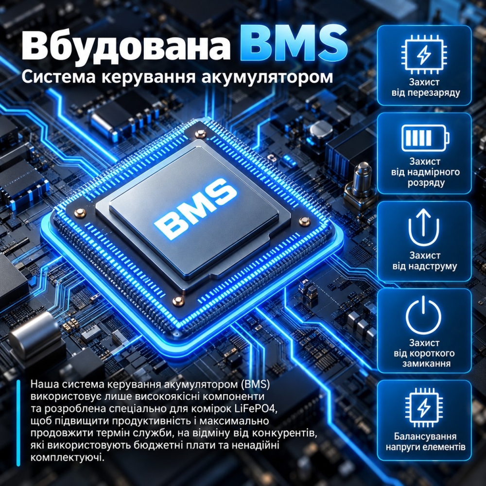 LiFePO4 12V/100Ah Акумулятор Anenji з Bluetooth для резервного живлення будинку, квартири з BMS