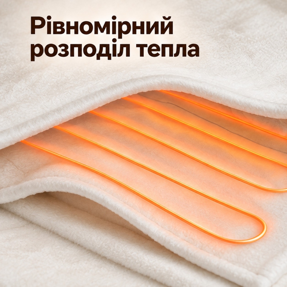 Двоспальне електропростирадло 150х180 см Electric Blanket / Безпечна електроковдра з регулятором тепла