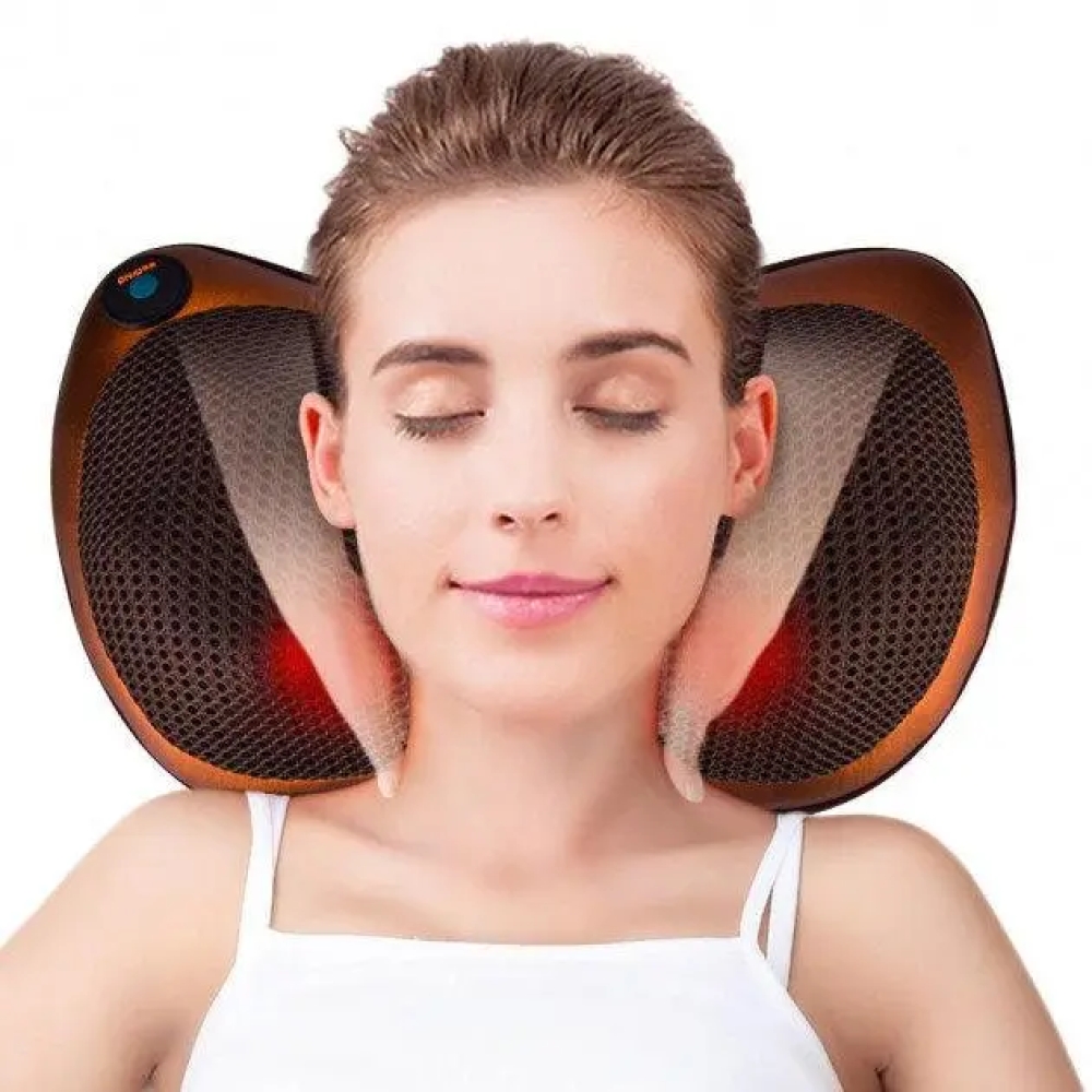 Портативний роликовий масажер подушка в авто та для дому Car Home Massager Pillow 8028 на 8 роликів