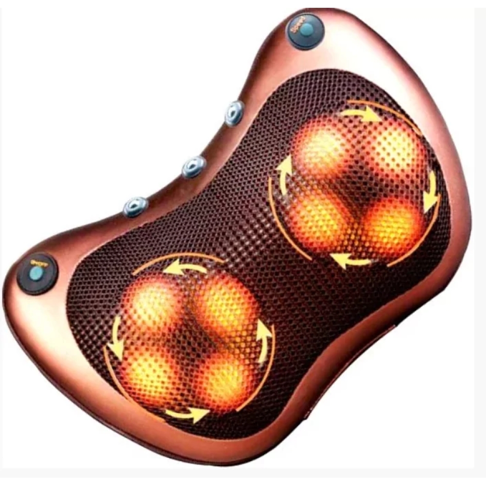 Портативний роликовий масажер подушка в авто та для дому Car Home Massager Pillow 8028 на 8 роликів