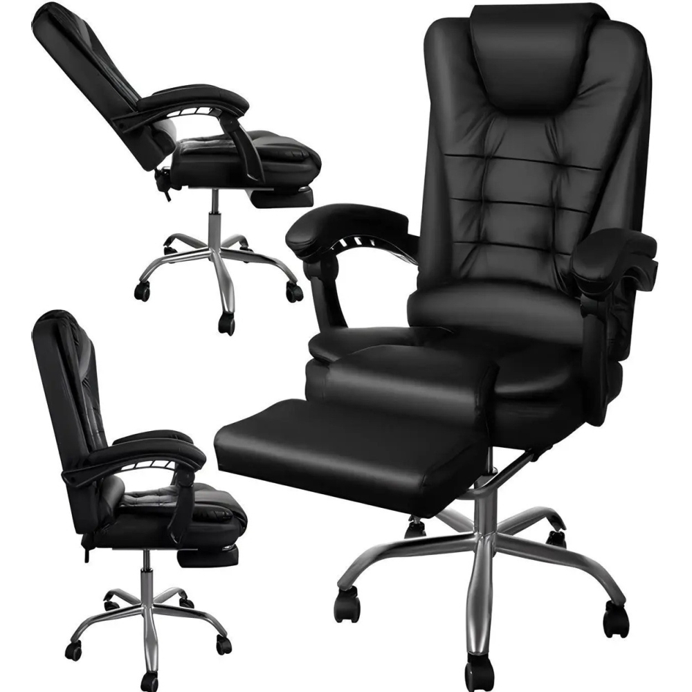 Офісне крісло Boss 23286 Reg, з підніжкою Чорне комп'ютерне крісло
