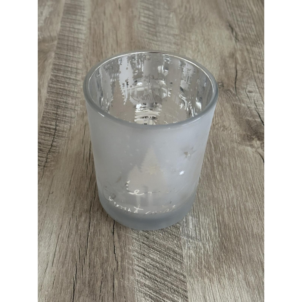 Світлодіодна декорація DynaMax Deco Glas на батарейках з принтом "Merry Christmas з зірками та ялинками"