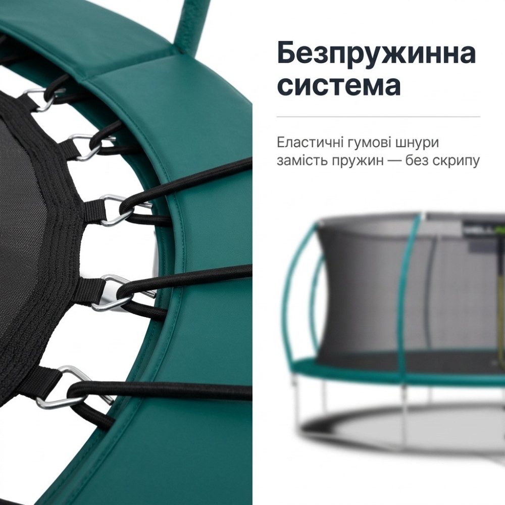 Батут WellActive 374 см до 150 кг з внутрішньою сіткою та драбинкою стрибковий Бірюзовий