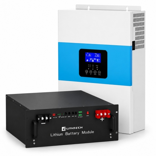 6.5 кВа LiFePO4 Комплект резервного живлення: гібридний інвертор Daxtromn + 51.2V 100Ah Lithtech акумулятор рековий