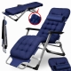 Садове пляжне крісло Ideal Garden Premium з матрацом та подушкою, до 125 кг, синє, шезлонг для саду та тераси