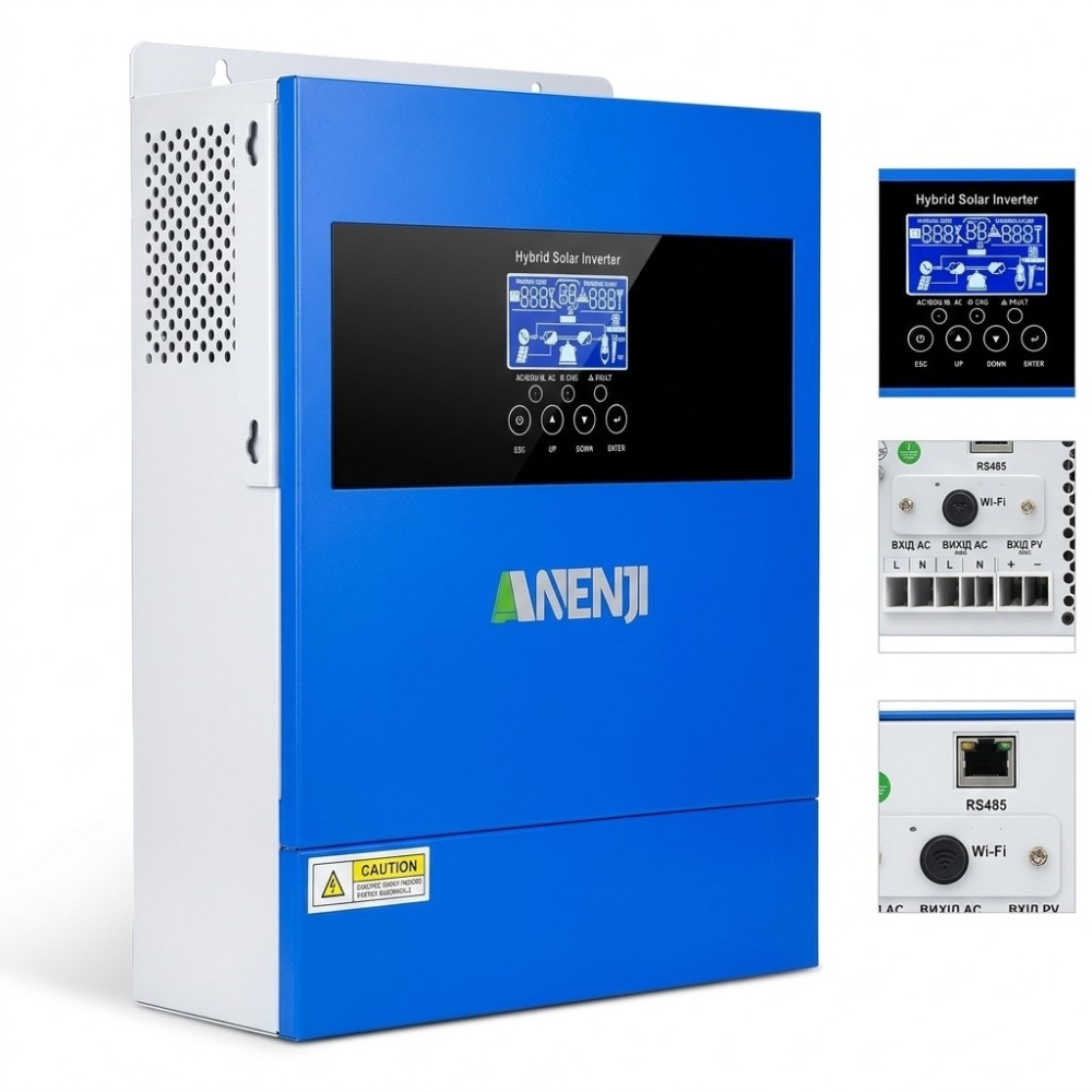 4,2 кВт LiFePO4 Комплект резервного живлення Інвертор Anenji WiFi + 2 акумулятора 12V 100Ah Easun Power для квартири, будинку