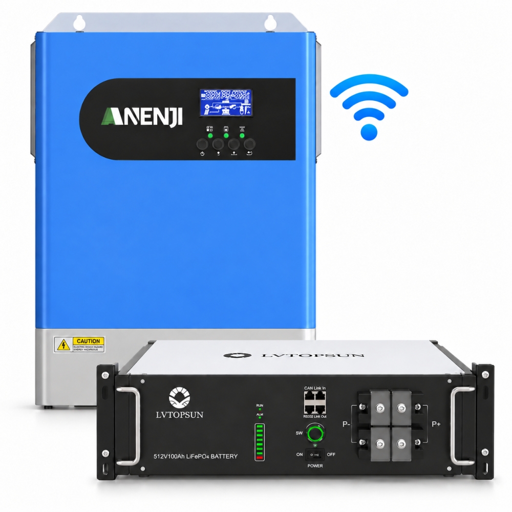 6.2 кВт LiFePO4 Комплект інвертор Anenji Wi-Fi з паралельною функцією + акумулятор LVTOPSUN rack 51.2V 100Ah, рековий