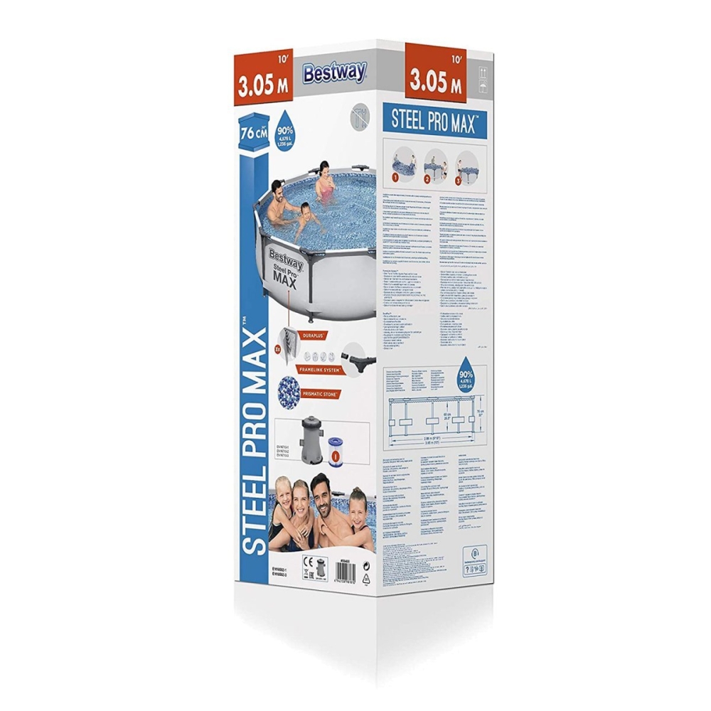Каркасний басейн 305х76 см з фільтр-насосом Bestway Steel Pro MAX 56408