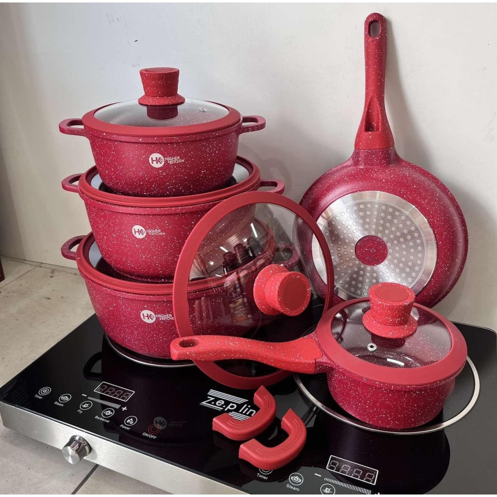 Набір посуду з гранітним покриттям антипригарним Higher Kitchen НК-316, 12 предметів