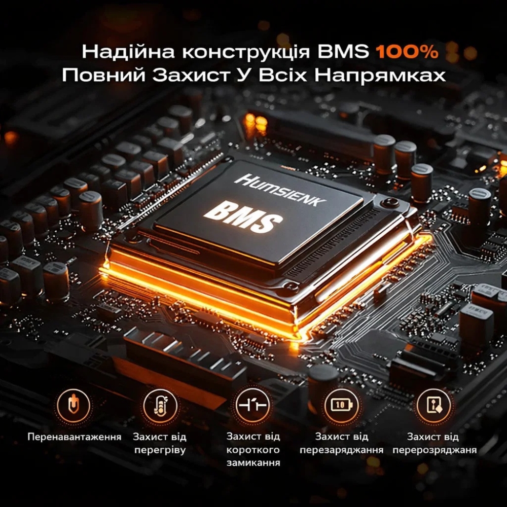 LiFePO4 12V/100Ah Акумулятор Humsienk з BMS для систем резервного живлення