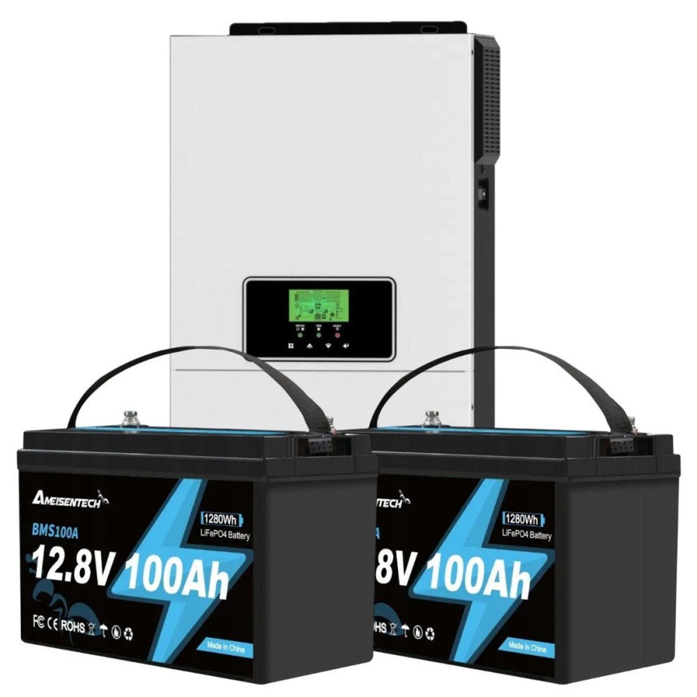 3.2 кВа LiFePO4 Комплект резервного живлення інвертор Daxtromn + 2 акумулятора Ameisentech 12V 100Ah, BMS для квартири, будинку
