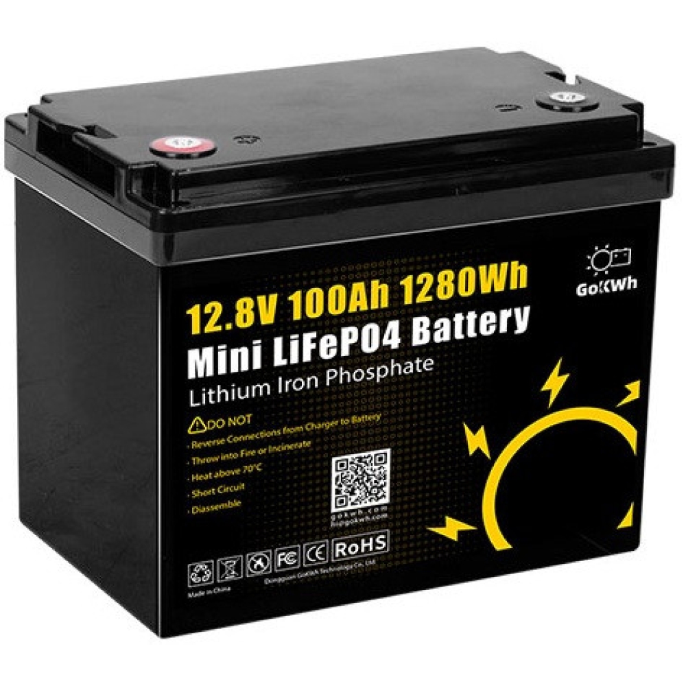 LiFePO4 12V/100Ah Акумулятор GoKWh Mini для резервного живлення будинку, квартири з BMS