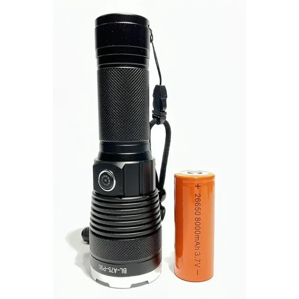 Ручний ліхтар BL-A75-P90 zoom + Type-C + 26650 (3xAAA) 5 режимів