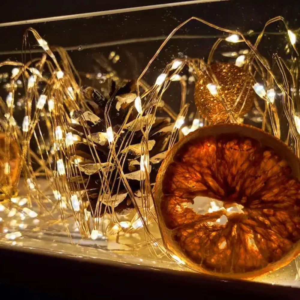 Різдвяна гірлянда на дроті 100 LED теплий білий