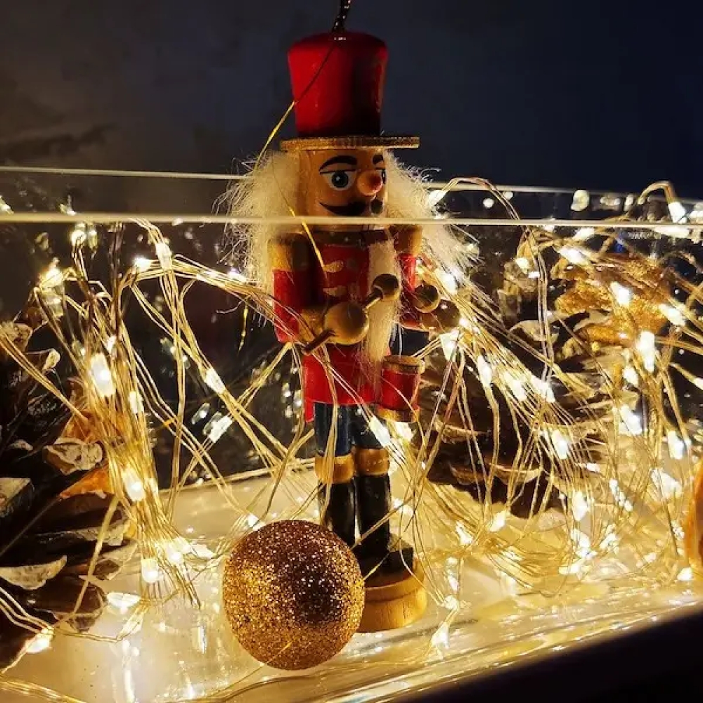 Різдвяна гірлянда на дроті 100 LED теплий білий