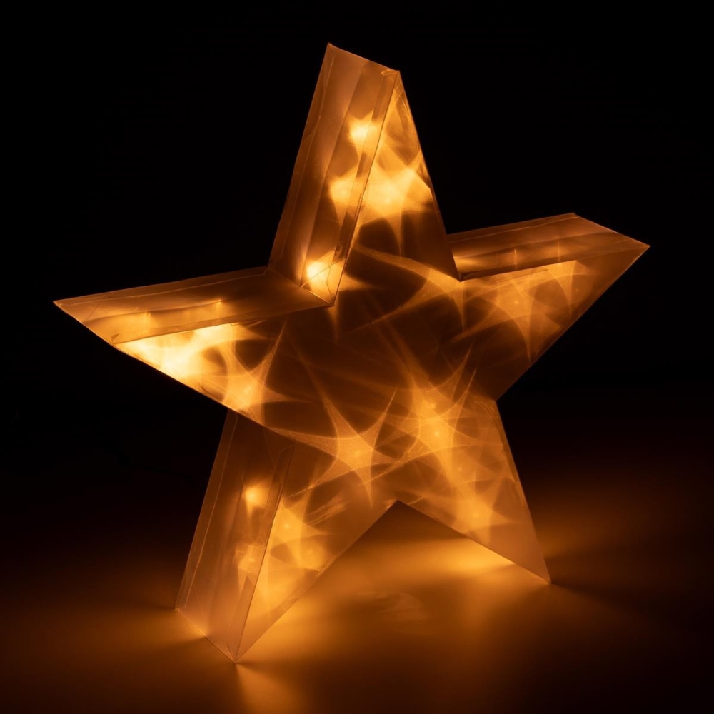 Новорічна декоративна зірка 35 см на батарейках LightZone з голографічним ефектом теплий білий