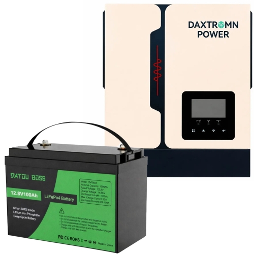 1,28 кВт LiFePO4 Комплект резервного живлення Інвертор Daxtromn AOH-1KW + акумулятор 12V 100Ah Datouboss