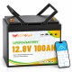LiFePO4 12V/100Ah Акумулятор FLYFOREE для резервного живлення будинку, квартири, Вбудована BMS, Bluetooth APP